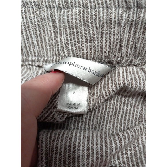 C&B Ladies Size 6 Striped Capris Front Back Pockets Linen Cotton Blend - Picture 5 of 9